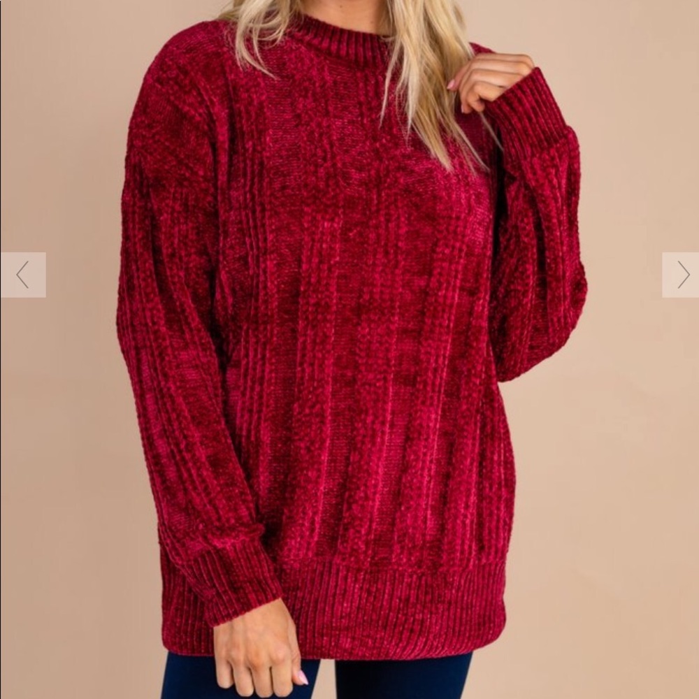 Red Dress Red Chenille Sweater